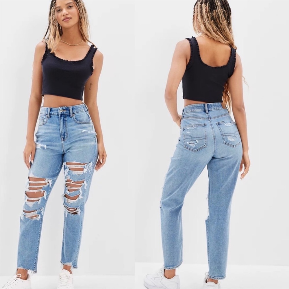 American Eagle Outfitters Distressed MOM STRAIGHT JEAN Size 00